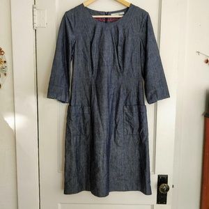 Boden Chambray Denim Sheath Dress Size 8